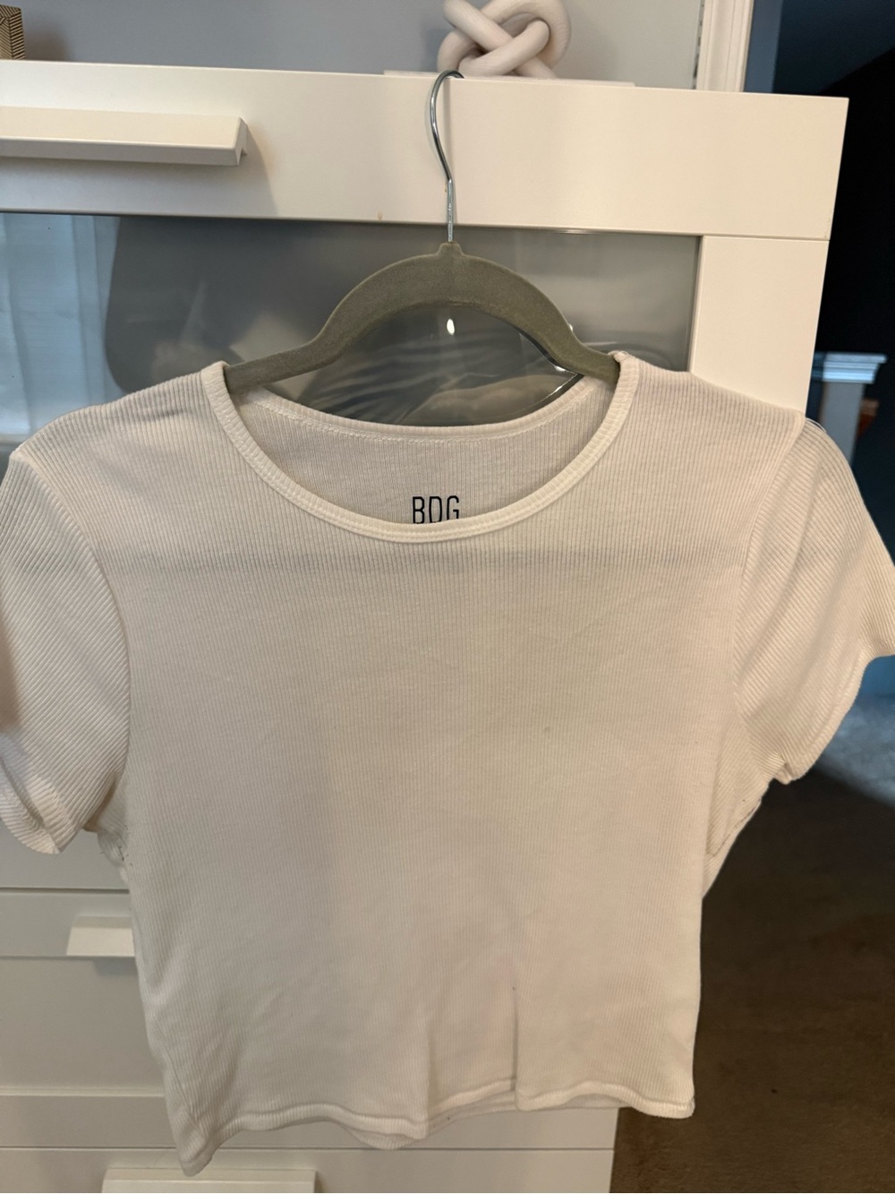 Urban Outfitters-White Ribbed Tee